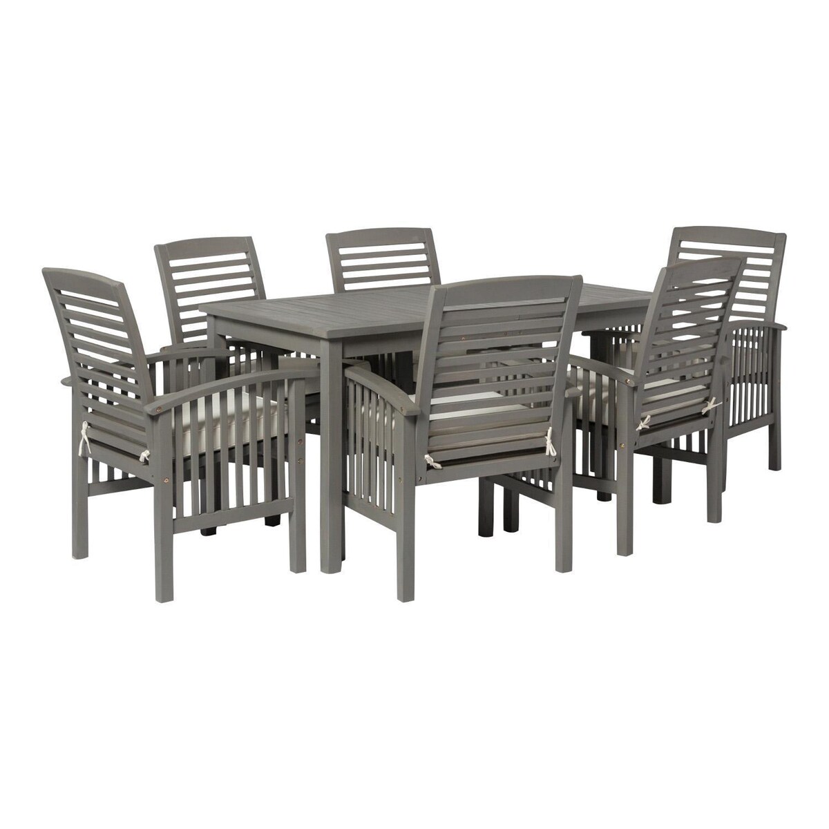 Ultimate Patio Horizon Way 7 Piece Acacia Patio Dining Set W/ 60 X 32 Inch Rectangular Table