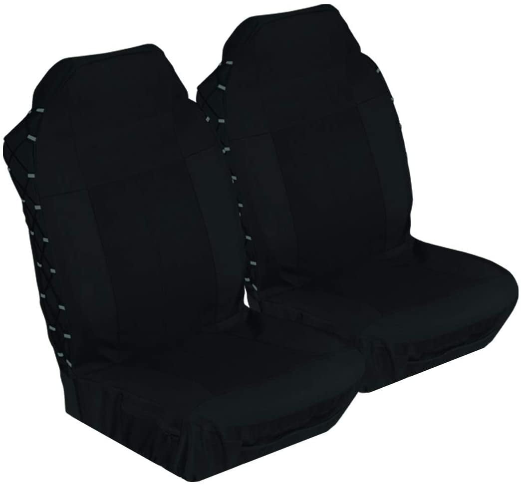 StingRay Heavy Duty Car Seat Cover - Universal Fit， Water Resistant Poly Canvas， Black Front Seat Covers