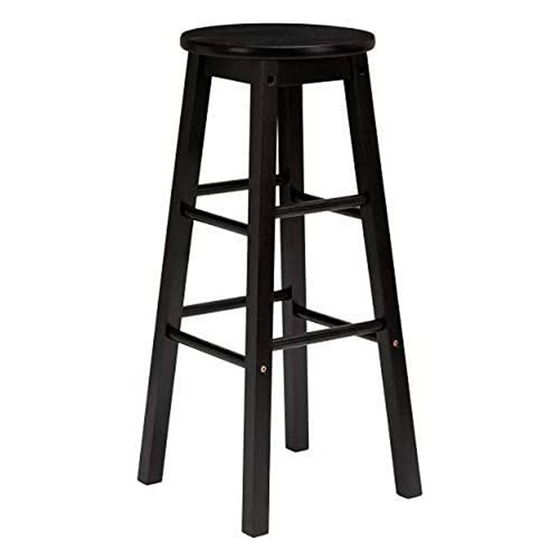 PJ Wood Classic Round-Seat 24 Inch Kitchen and Counter Stools， Black， Set of 2