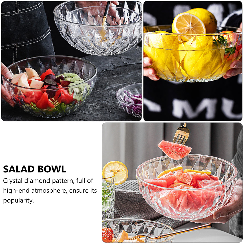 Etereauty Bowl Glass Bowls Fruit Noodle Crystal Punch Large Soup Salad Cereal Prep Serving Bowl Casserole Dish Instant Breakfast