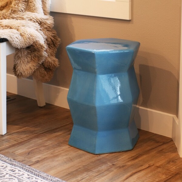 Sunnydaze Moderno Geometric Ceramic Decorative Garden Stool