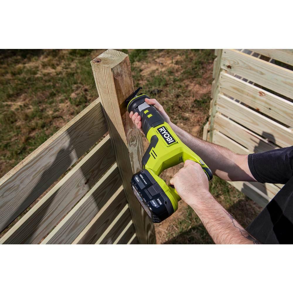 RYOBI ONE+ 18V Cordless Reciprocating Saw Kit with 4.0 Ah Battery and Charger PCL515K1