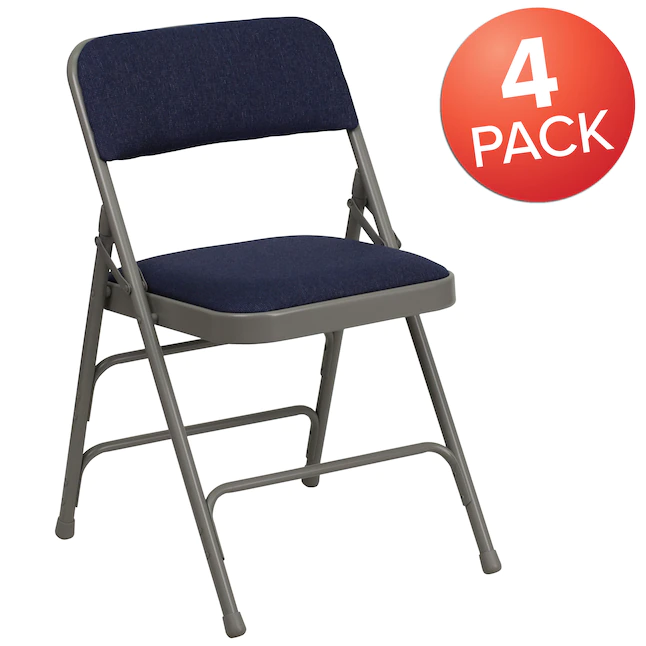 Flash Furniture Navy Fabric/Gray Frame Banquet Folding Chair with Upholstered Seat (Indoor)