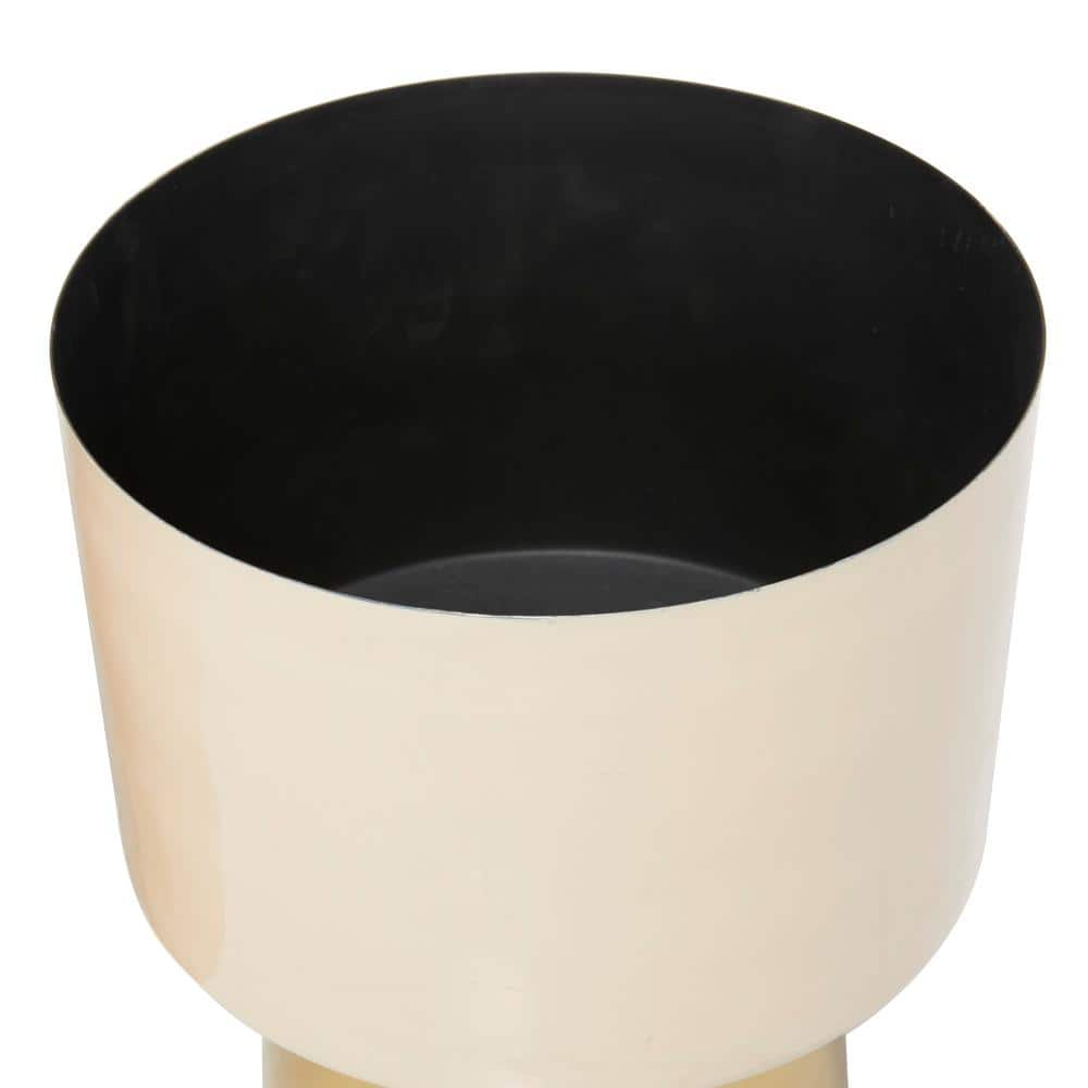 Litton Lane 11 in. 10 in. and 9 in. Medium Cream Metal Planter with Gold Base (3- Pack) 70266