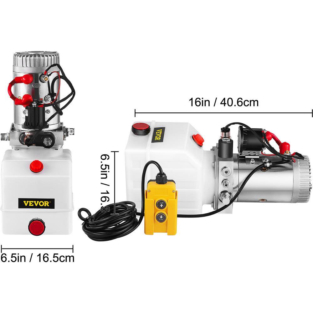 VEVOR 4 qt. 12-Volt Hydraulic Pump Hydraulic Power Unit Single Acting for Dump Trailer Lifting Platforms 4LCZYYBSLDZY00001V0