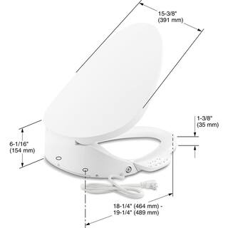 KOHLER C3 230 Electric Bidet Seat for Elongated Toilets in White with Touchscreen Remote Control K-4108-0