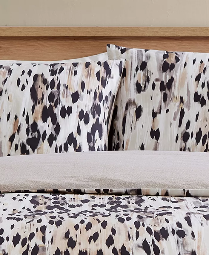 Kenneth Cole New York Abstract Leopard 3 Piece Duvet Cover Set， Full Queen