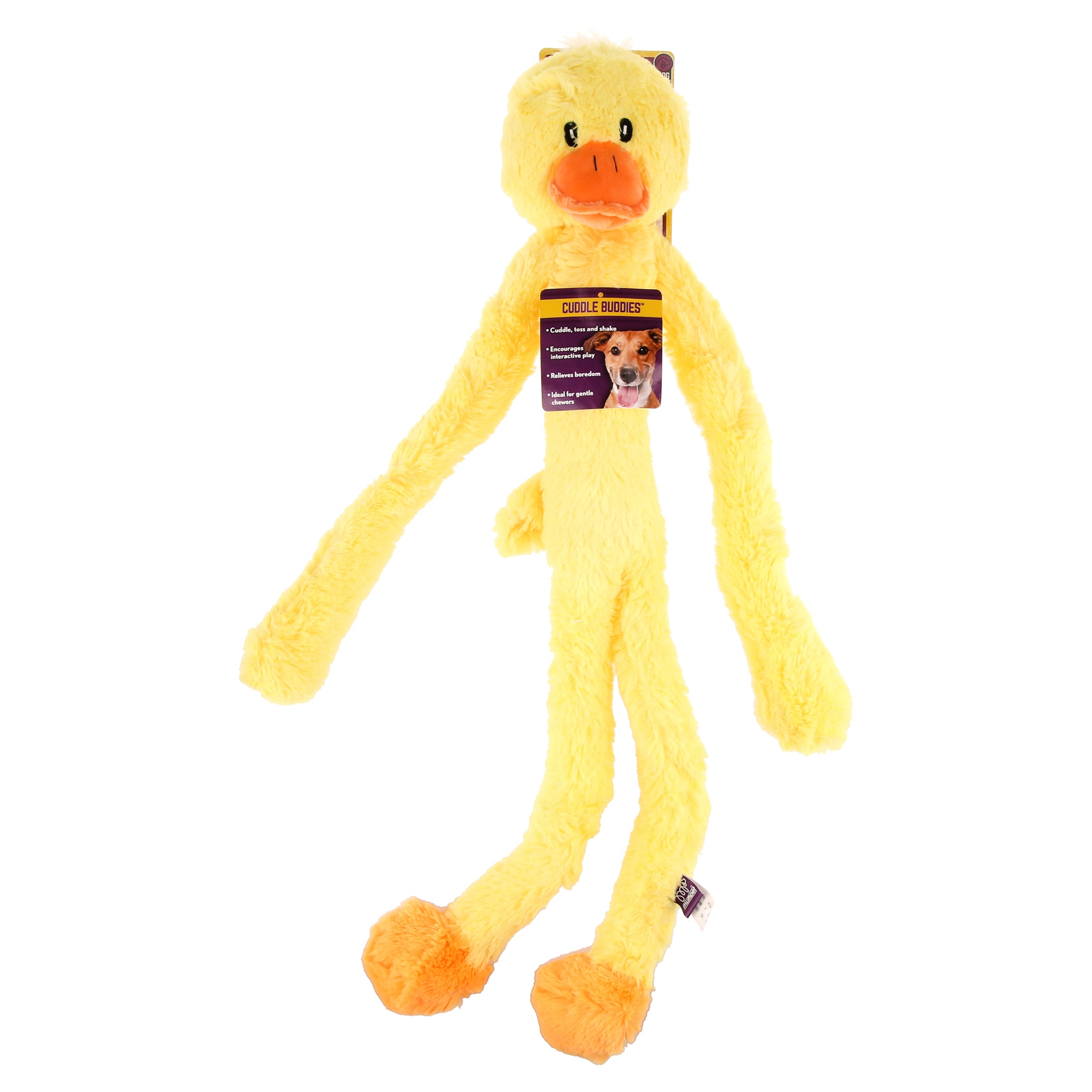 Multipet Swingin' Slevins Duck Plush Dog Toy， Extra Long， Extra Squeakers