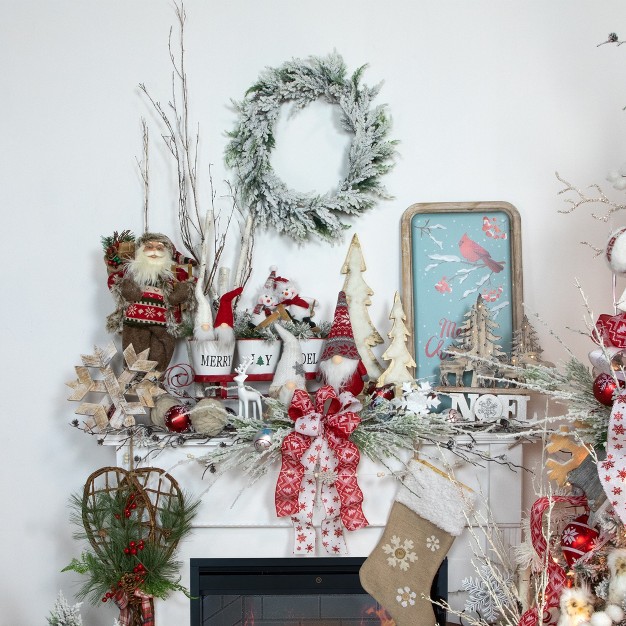 Brown And White Wooden Tree With Faux Fur Christmas Decoration