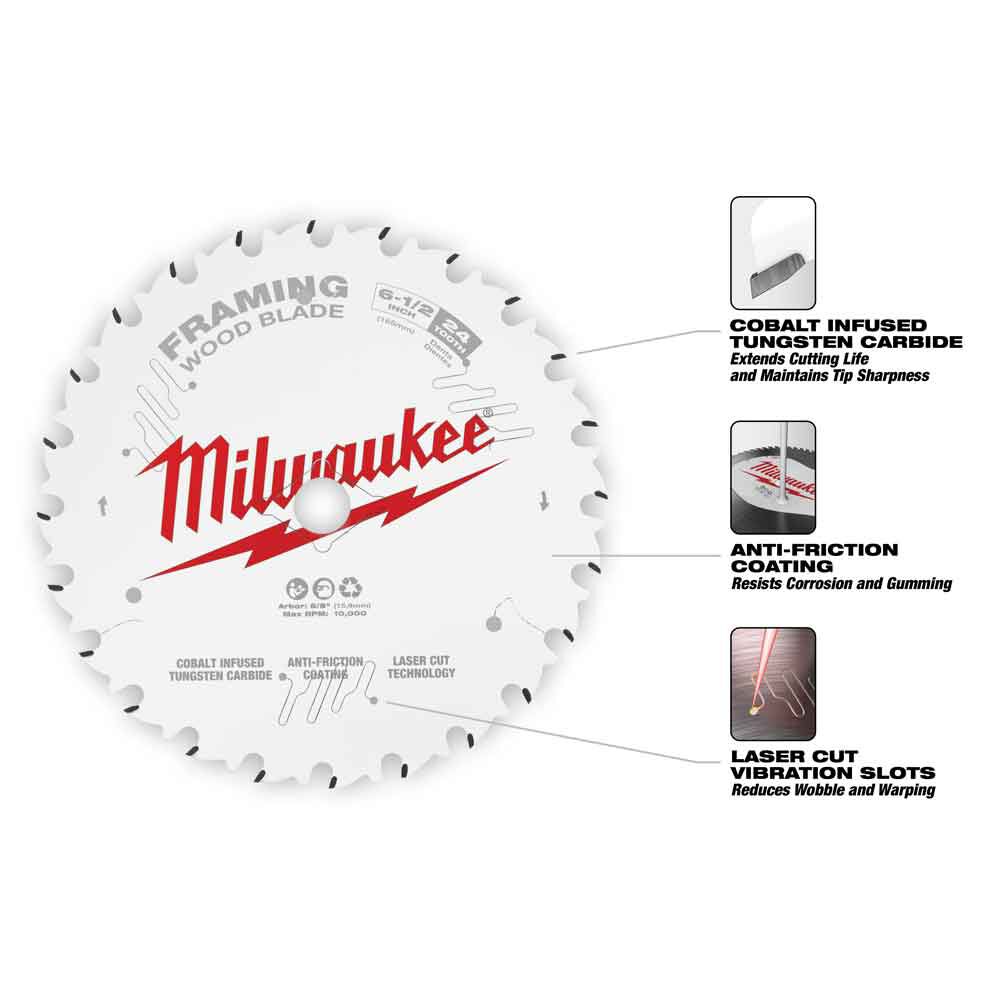 Milwaukee 6-1/2 in. 24T Framing Circular Saw Blade 48-40-0620 from Milwaukee