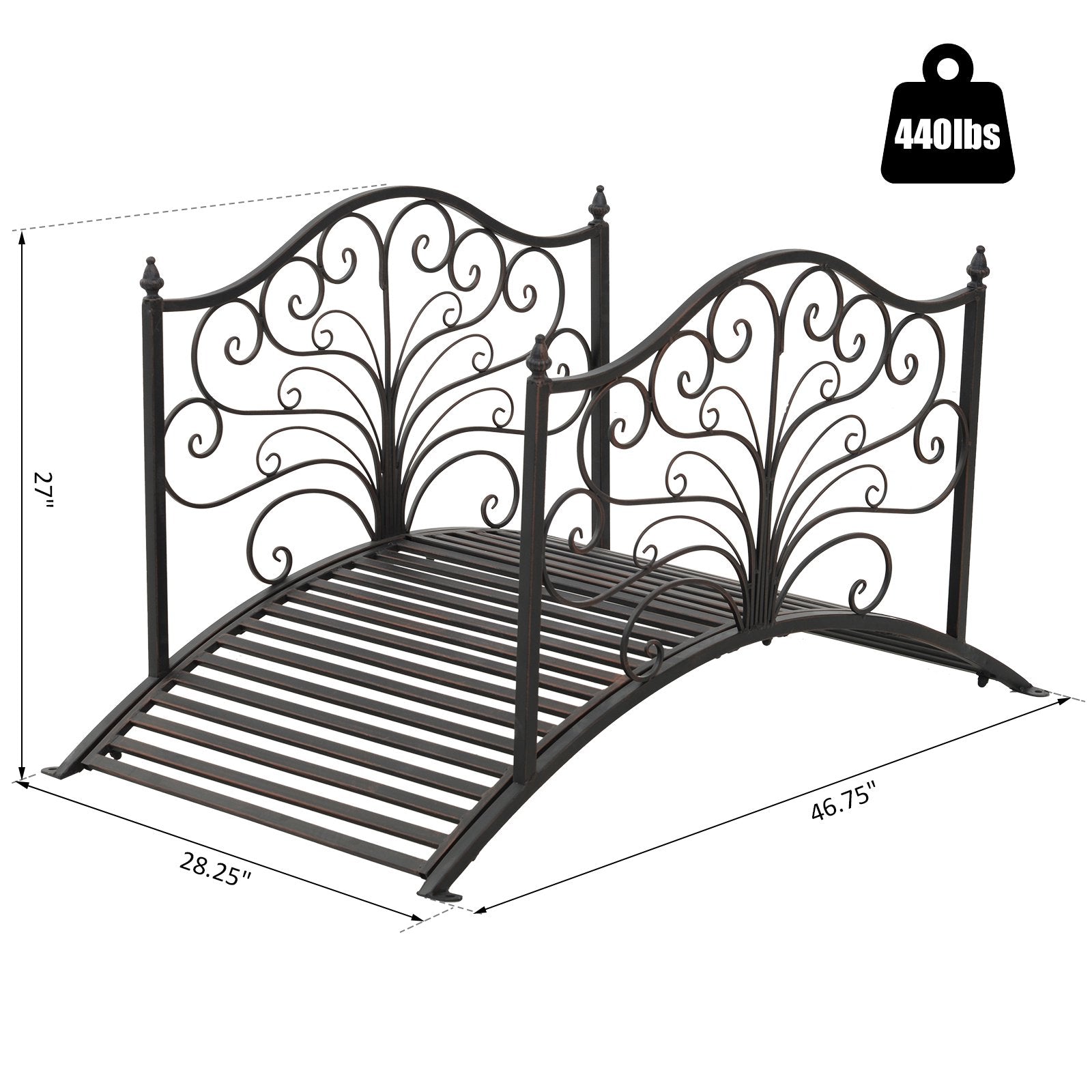 Carevas 4' Metal Arched Backyard Decorative Garden - Black Bronze