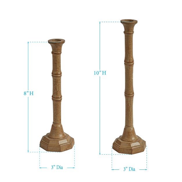 Park Designs Bamboo Cast Metal Taper Holders Set Of 2