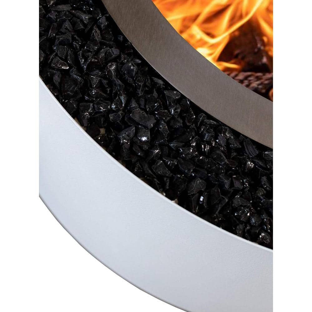 Breeo Luxeve White River with Black Glass Outdoor Smokeless Fire Pit BR-LE24-WRBL