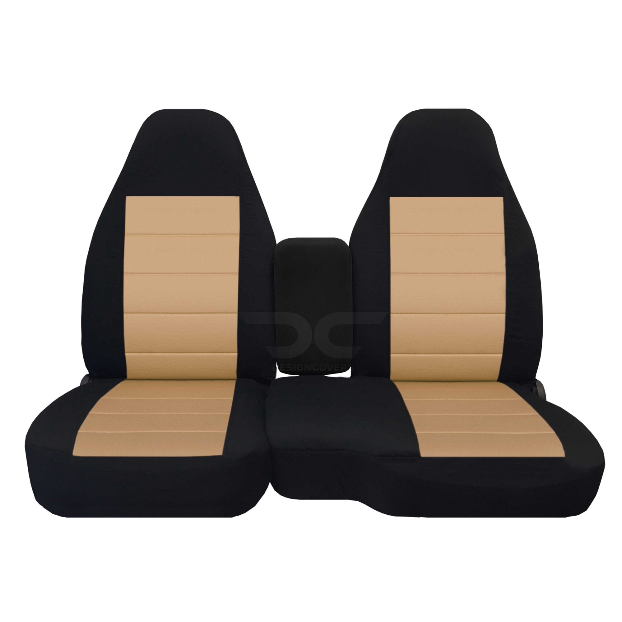 T448-DesignCovers Compatible with 2004-2012 Ford Ranger/Mazda B-Series Camo Truck Seat Covers (60/40 Split Bench) w Solid Center Console: Black and Tan velour