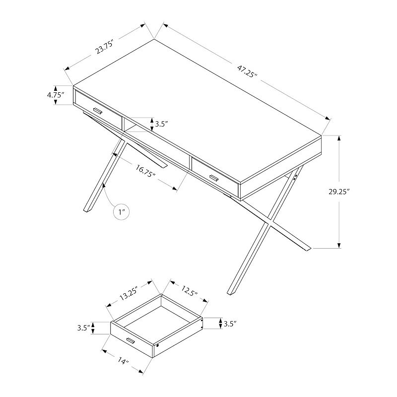 Monarch X-Frame Distressed Computer Desk