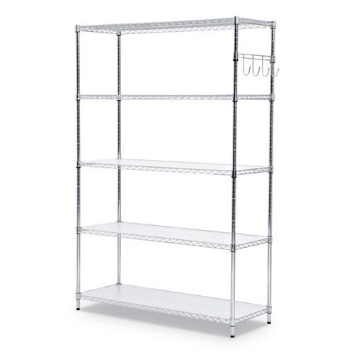 5Shelf Wire Shelving Kit With Casters And Shelf Liners 48w X 18d X 72h Silver