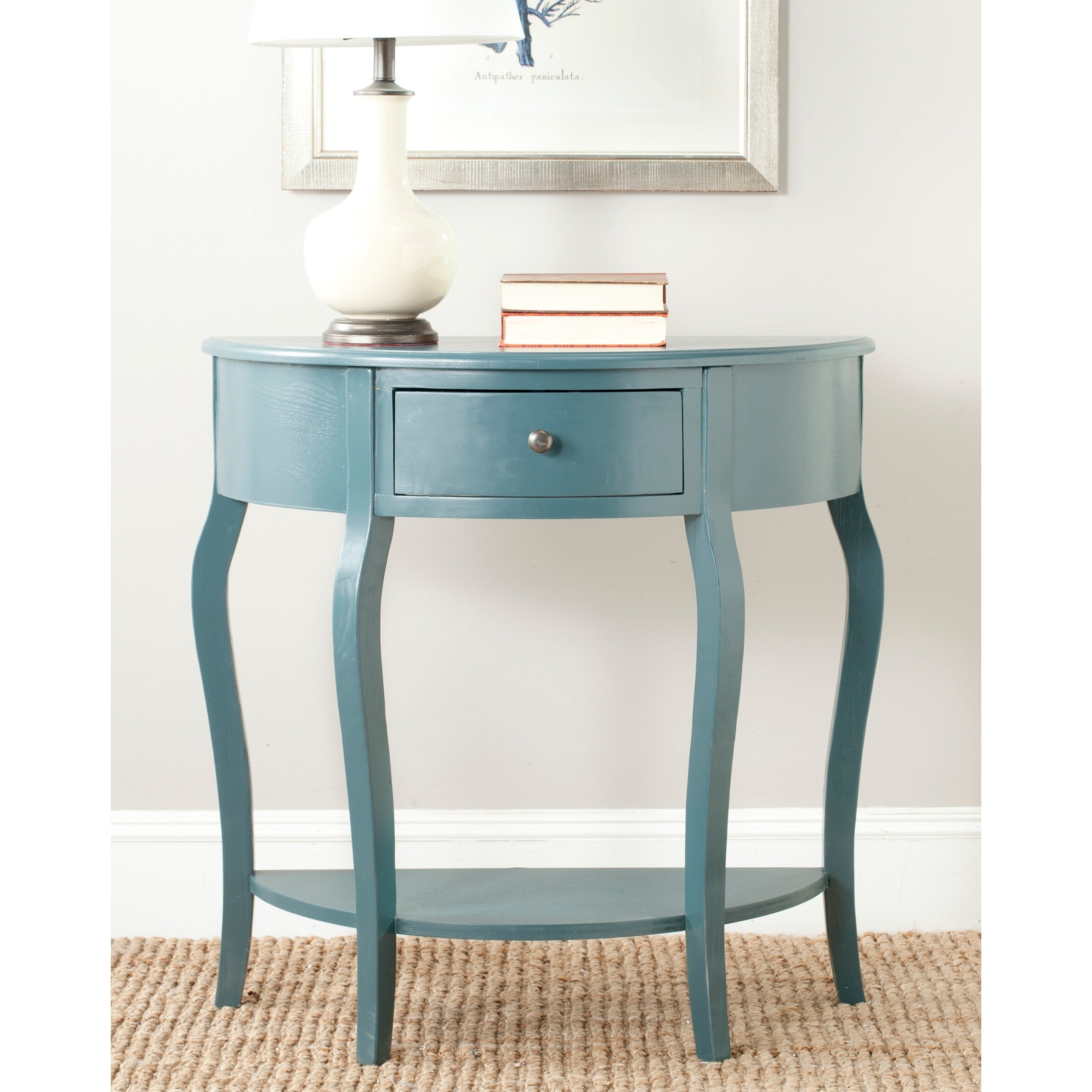 SAFAVIEH Jan Demilune Blue Small Console - 32.7