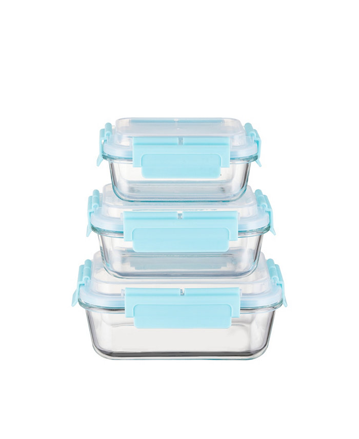 Genicook 3 Pc Rectangular Container Hi-Top Lids with Pro Grade Removable Lockdown Levers Set