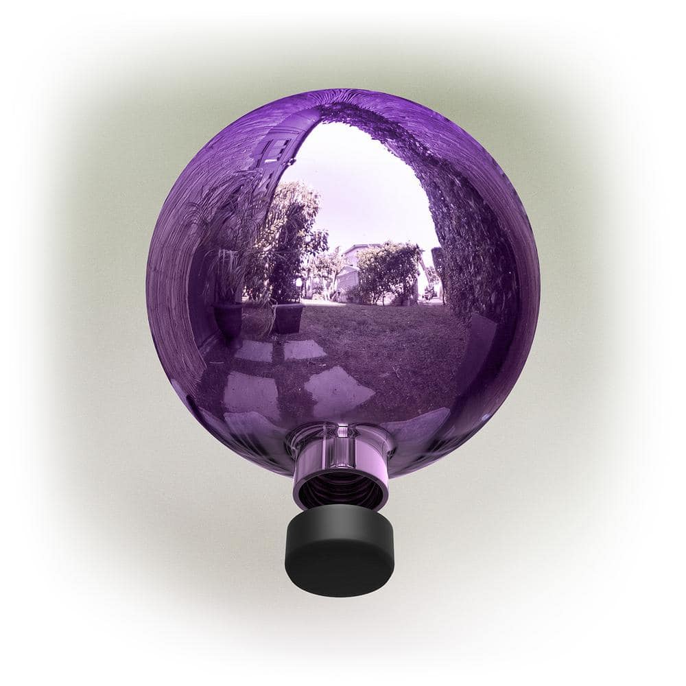 Alpine Corporation 10 in. Dia Indoor/Outdoor Glass Gazing Globe Festive Yard Decor, Dark Purple GLB292PL