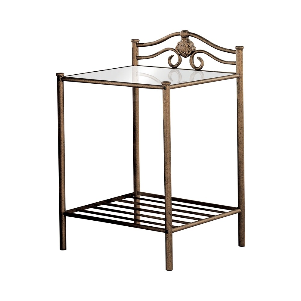 Coaster Furniture Sydney Antique Brushed Gold 2 shelf Metal Nightstand