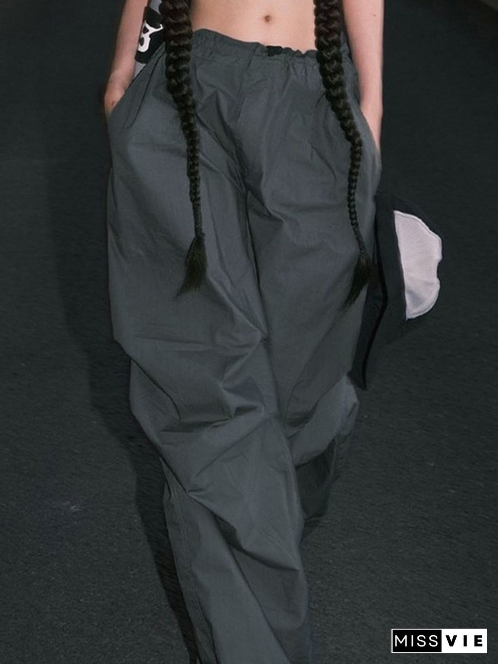 Gray Y2K Baggy Cargo Pants