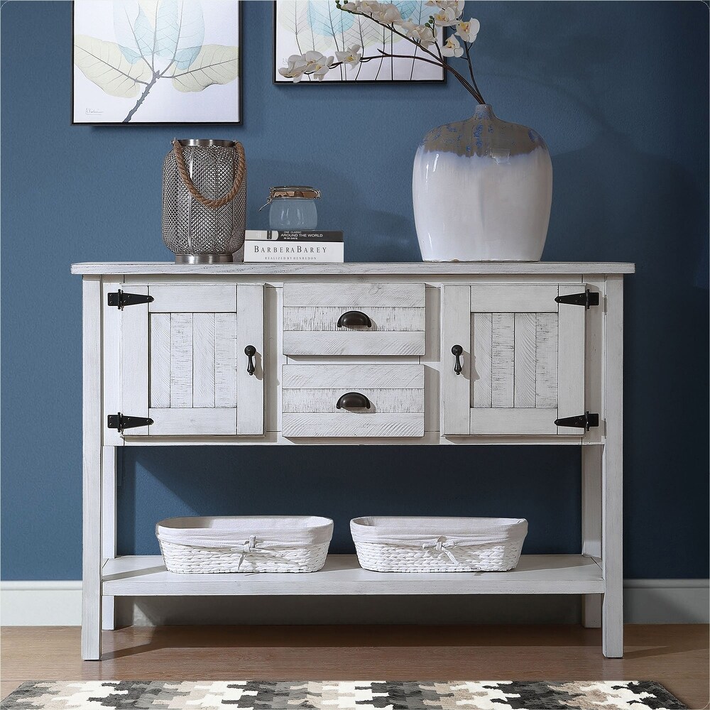 Retro Style Solid Wood Sideboard Console Table with 2 Drawers