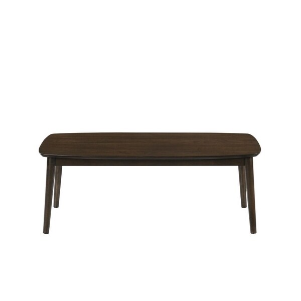 Lexi 47 Inch Coffee Table， Dark Walnut Brown Wood， Rounded Splayed Legs - 17.5 H x23.75 W x 47.25 L Inches