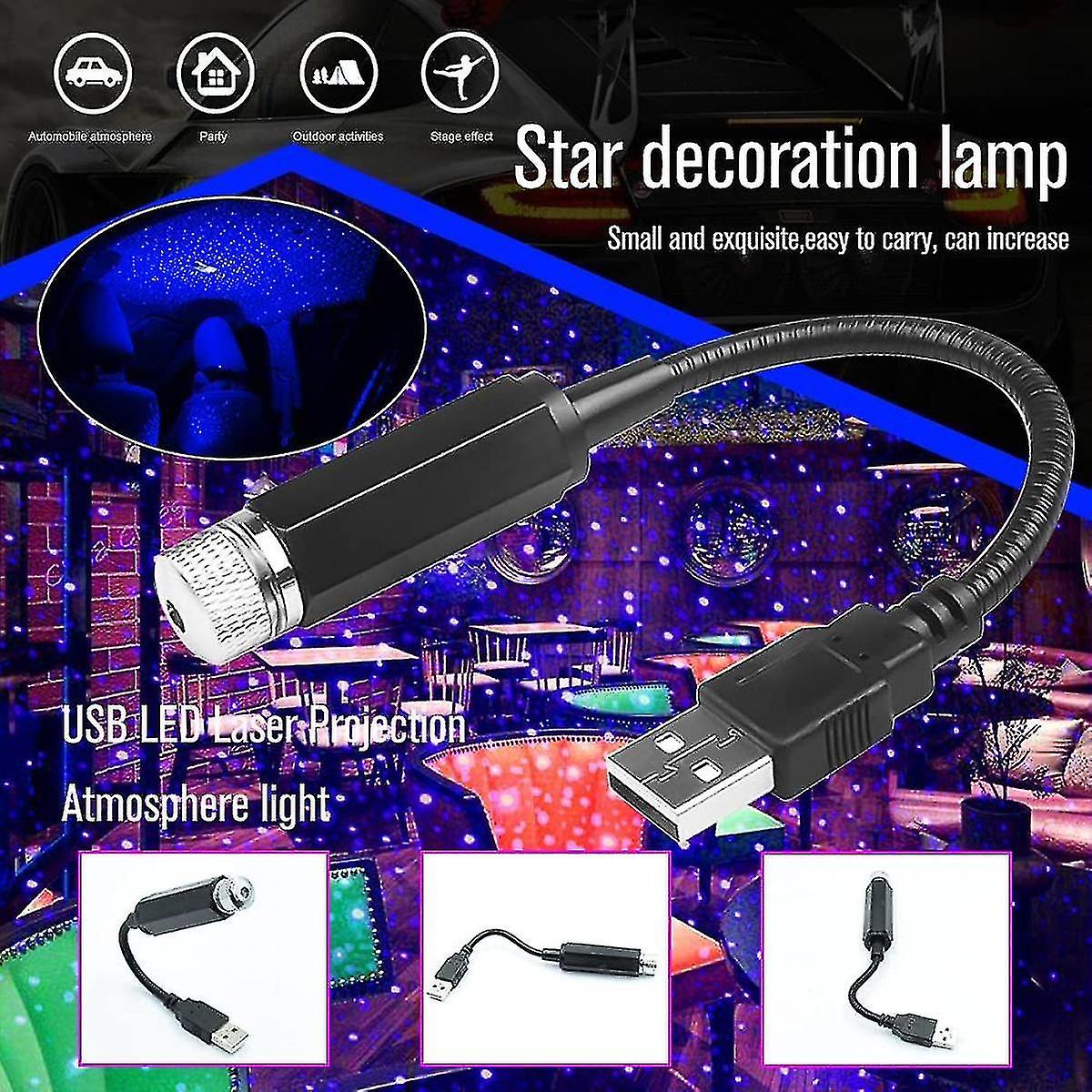 Usb Night Light Projector，car Roof Star Light 2-in-1 Projection Changes Automatically， Music Changes Synchronously Night Light，ceillight(blue-purple)