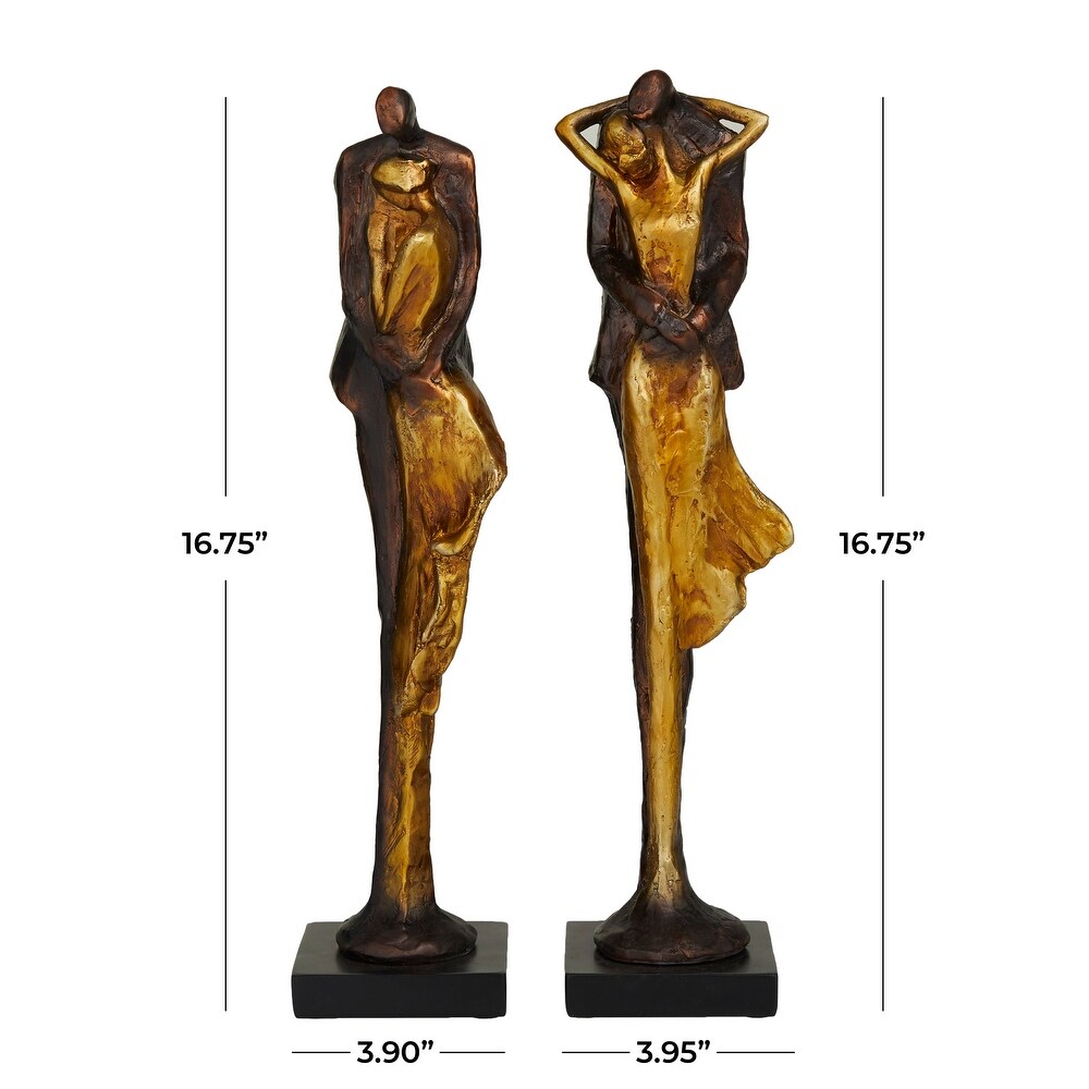 Bronze Polystone Modern People Sculpture (Set of 2)   4 x 4 x 17