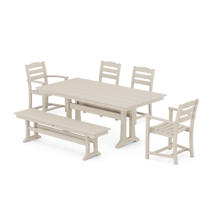 Polywood La Casa Cafe 6-Piece Farmhouse Dining Set With Trestle Legs PWS1005-1