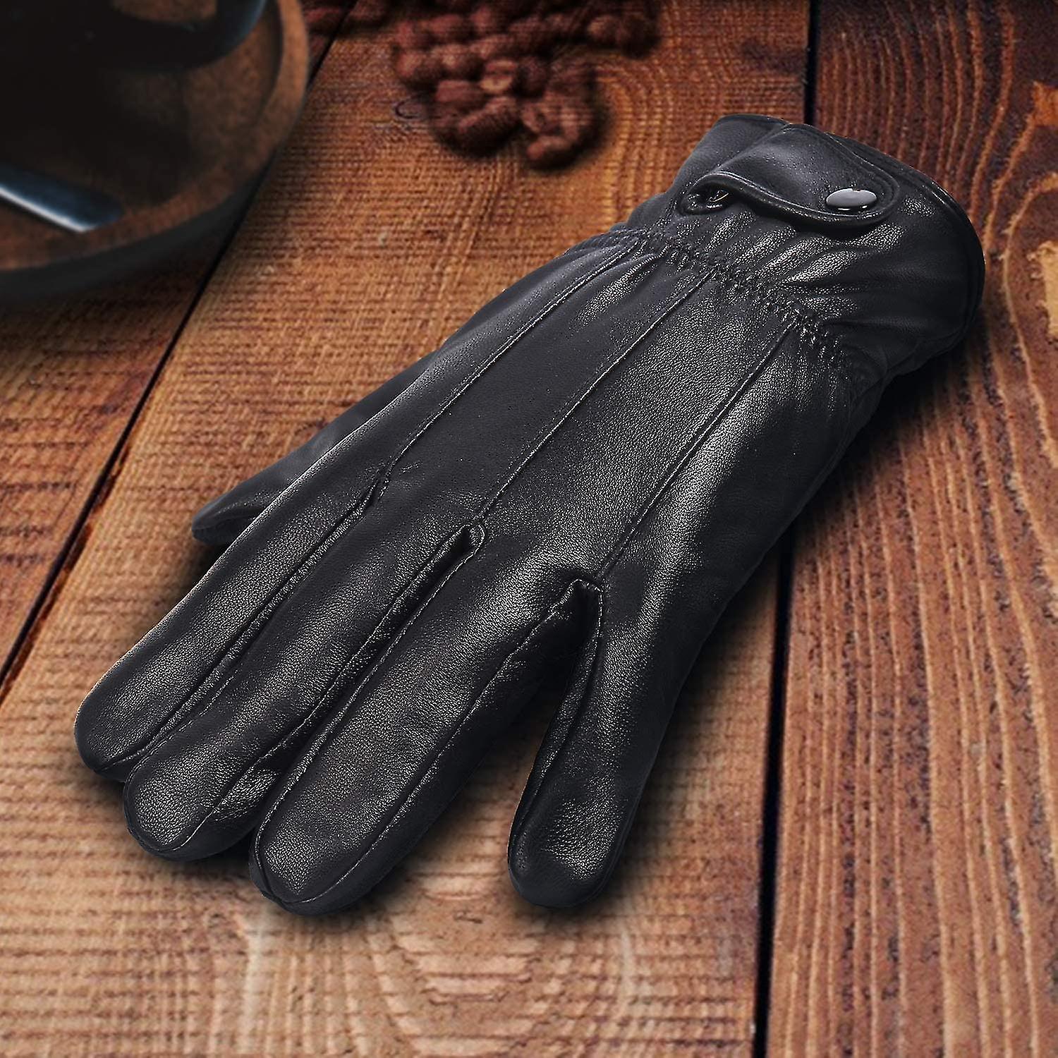 Winter Black Genuine Leather Gloves For Men Touchscreen Driving Dress Outdoor