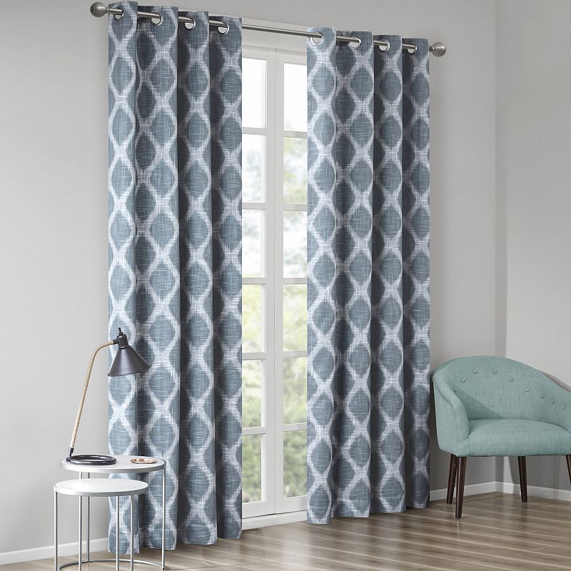 SunSmart Blackout 1-Panel Kagen Printed Ikat Window Curtain