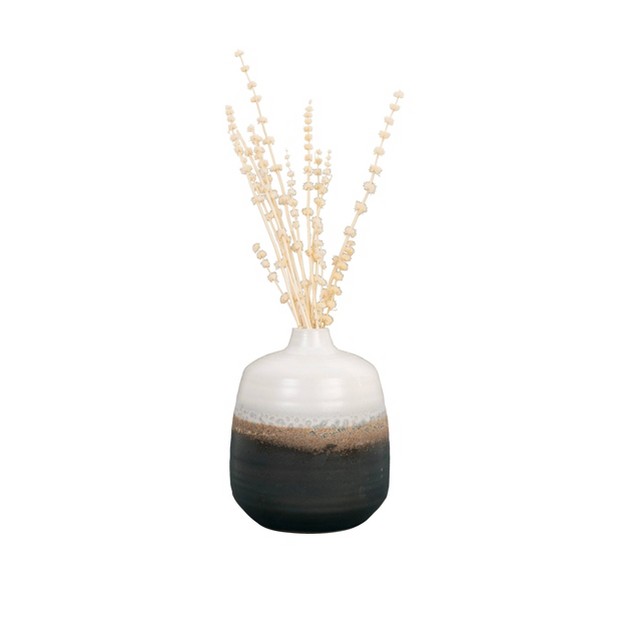 X 6 quot Ceramic Vase With Reactive Glaze Accent Black white Storied Home