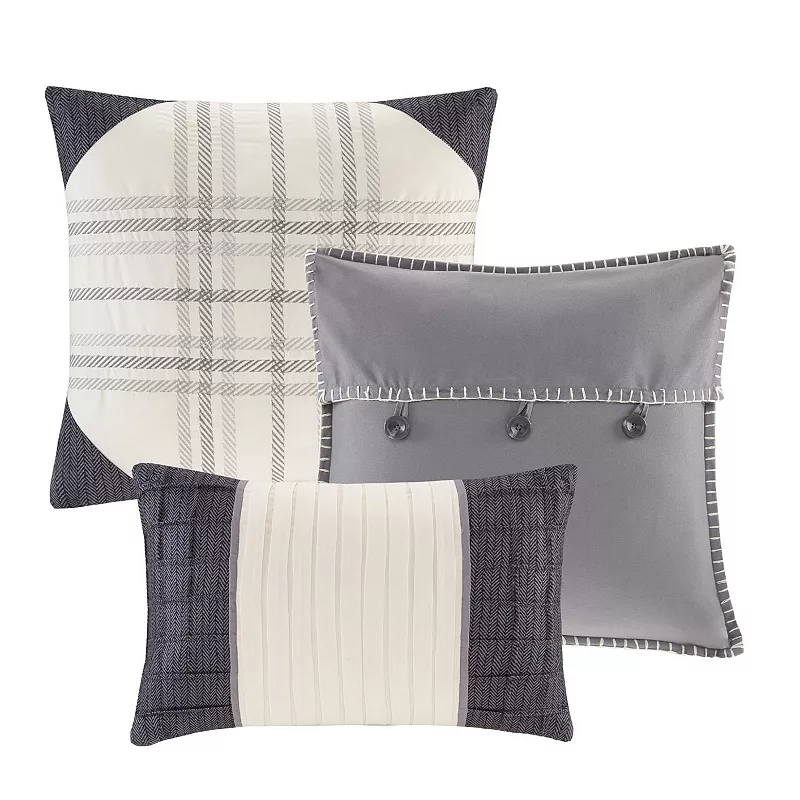 Madison Park Pioneer 7-piece Plaid Comforter Set with Throw Pillows