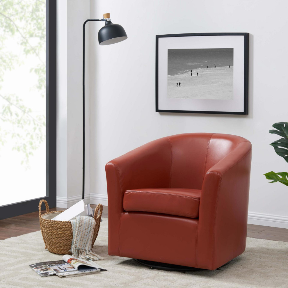 Blanche Swivel Bonded Leather Chair  Pumpkin   Contemporary   Armchairs And Accent Chairs   by Virgil Stanis Design  Houzz