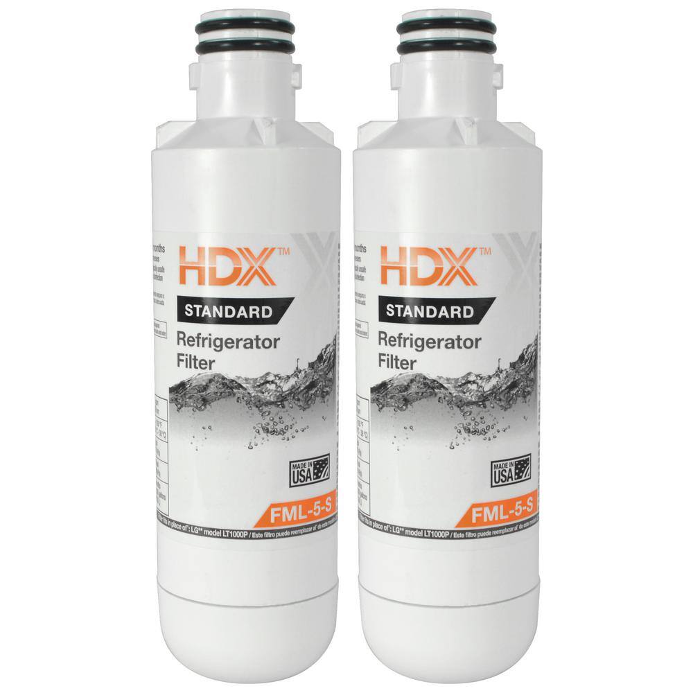 HDX FML-5-S Standard Refrigerator Water Filter Replacement Fits LG LT1000P (2-Pack) 107144