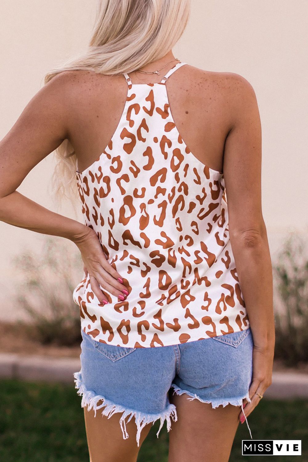 Leopard V Neck Loose Tank Top