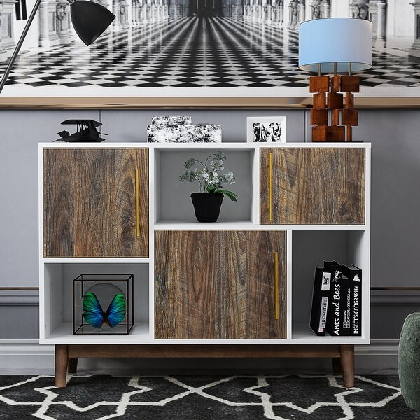 Wood Storage Cabinet Modern buffet Sideboard with Door Storage and Open Storage Shelf