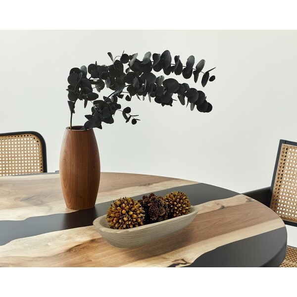 Set of Decorative Wood Bowl in Brown with Preserved Pinecone Topiary Balls