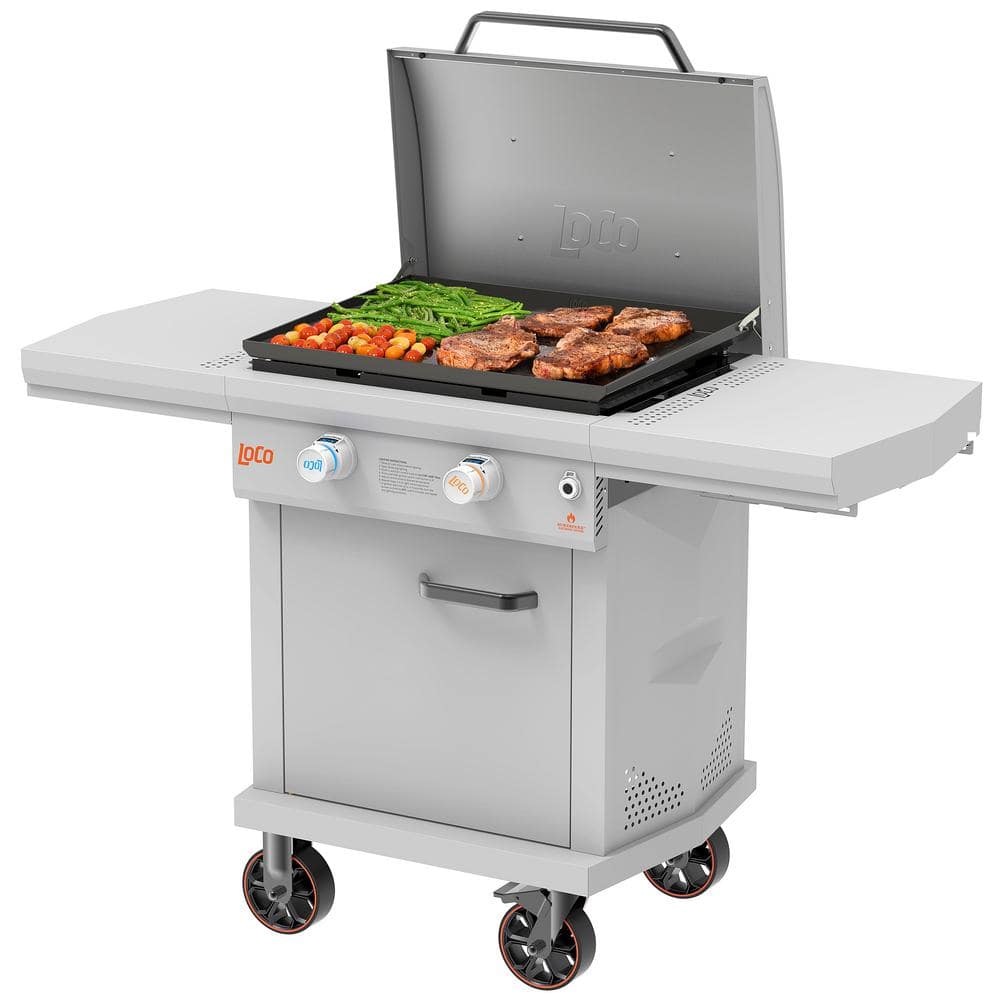 LOCO 26 in 2-Burner Propane Griddle in Chalk Finish with Enclosed Cart and Hood 2023050165