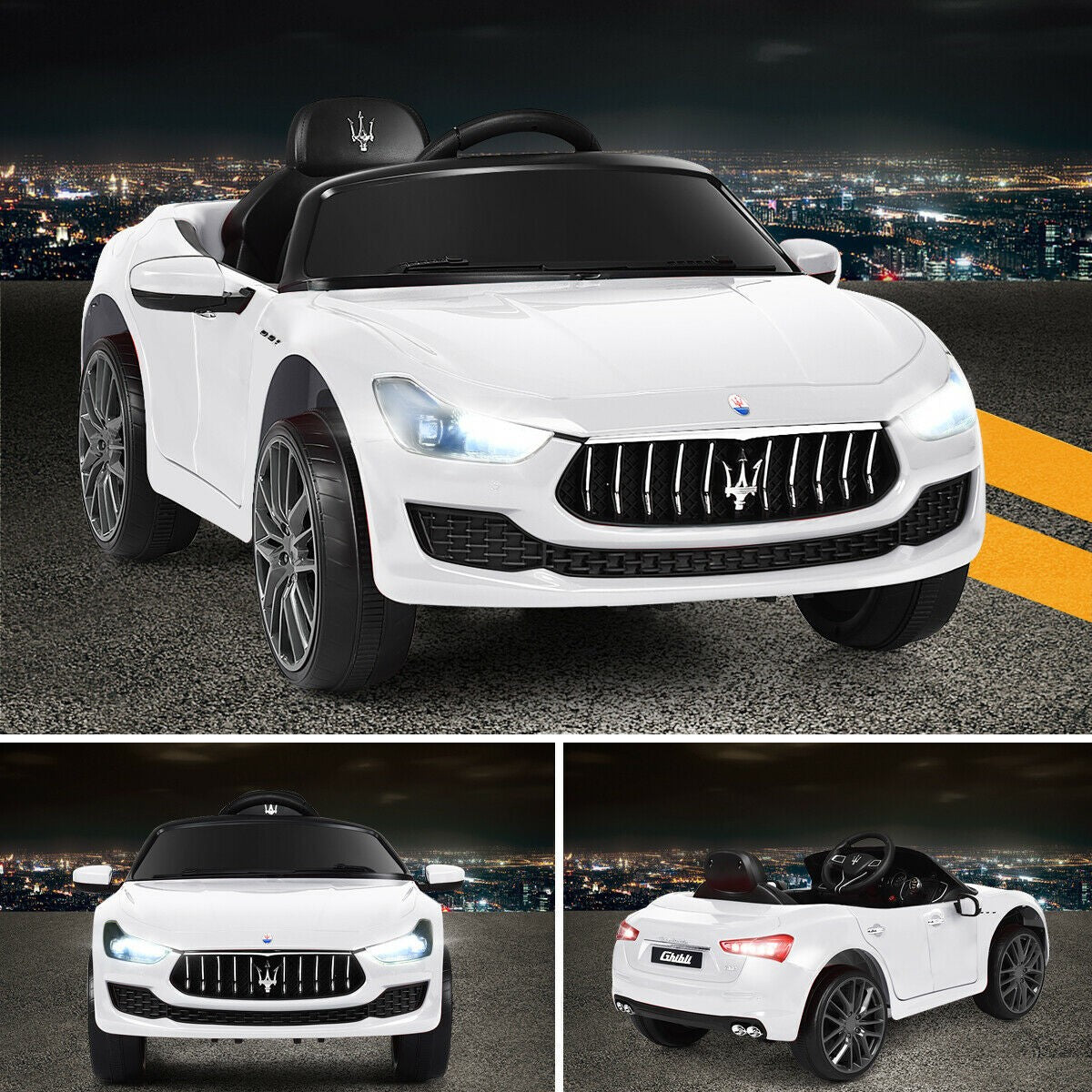 Ride on Car, 12V Licensed Maserati Gbili, Battery Powered Car w/2 Motors