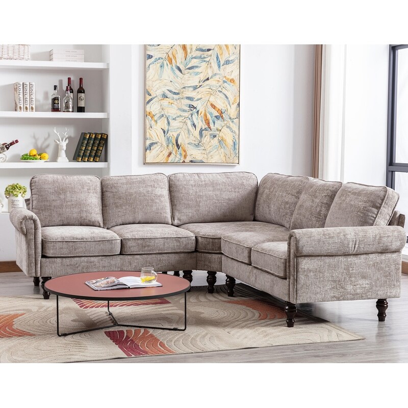 L shape Sectional Sofa Corner Sofa Living Room Comfort Chenille Upholstered Lounge Couch