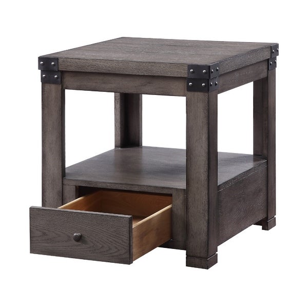 One Drawer Wooden End Table in Ash Gray Finish