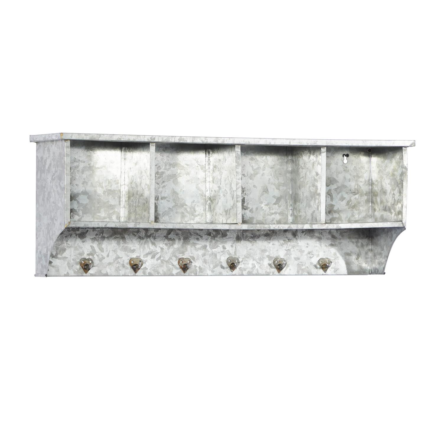 DecMode Indoor Grey Metal Farmhouse Wall Shelf