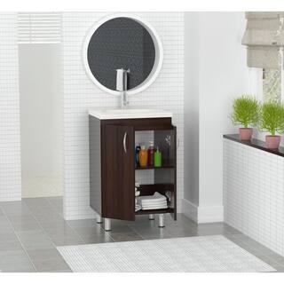 Inval 18.89 in. W x 14.96 in. D Bathroom Vanity in Espresso-Wengue with White Vanity Top and White Basin GBP-028