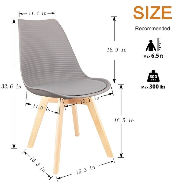 4 Pcs Dining Chairs， Armless Kitchen Chairs Side Chair with Wood Legs