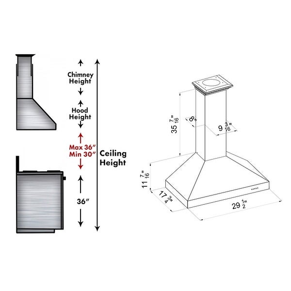 ZLINE Convertible Vent Wall Mount Range Hood in Fingerprint Resistant Stainless Steel