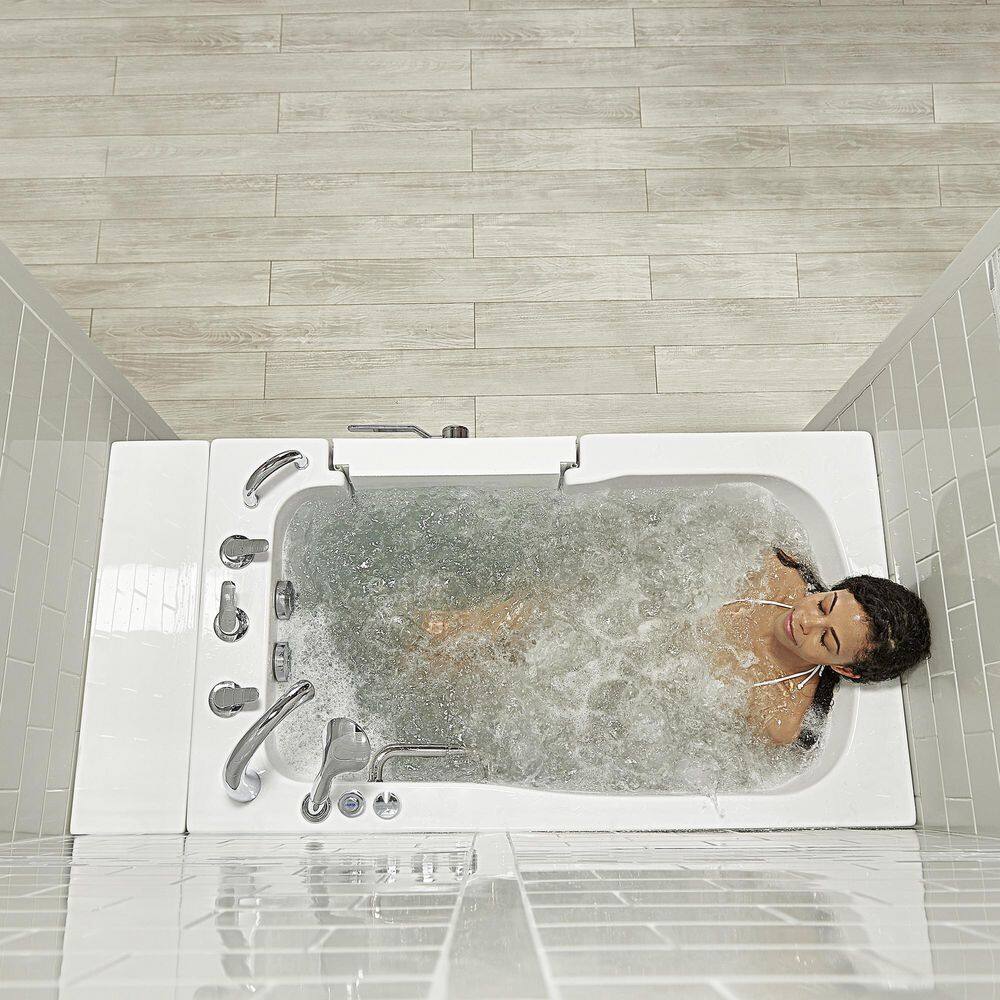 Ella Capri 52 in. x 30 in. Acrylic Walk-In Whirlpool Bath in White with Right Outward Swing Door and Fast FillDrain OA3052H-HB-R