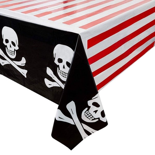 3-Pack Plastic Rectangular Tablecloth Pirate Skull Party Table Covers 54