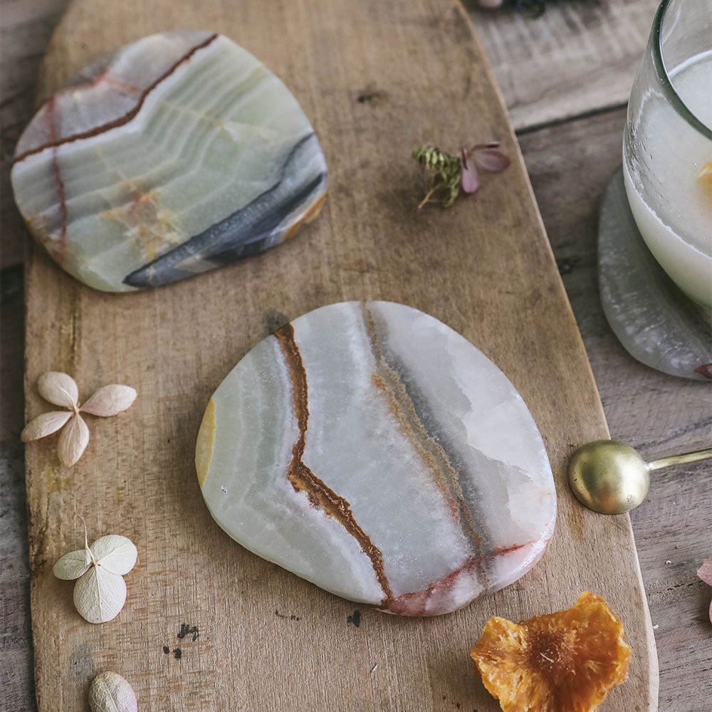 Green Onyx Coaster Set